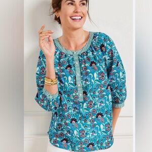TALBOTS BLOUSE 100% cotton floral‎ top size small